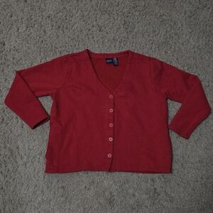 Basic Editions XL Red Cardigan Sweater Jacket Fleece Lined Cotton Blend Pockets